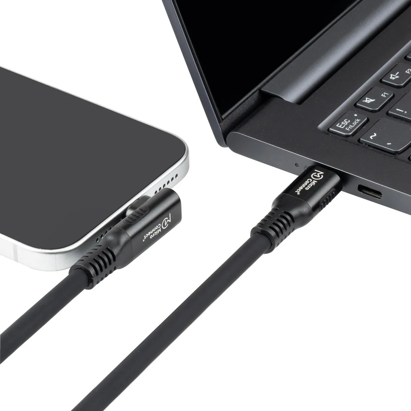 MicroConnect USB4 magneettinen kulma silikoni USB-C -kaapeli, 240 W, 0,15 m, musta