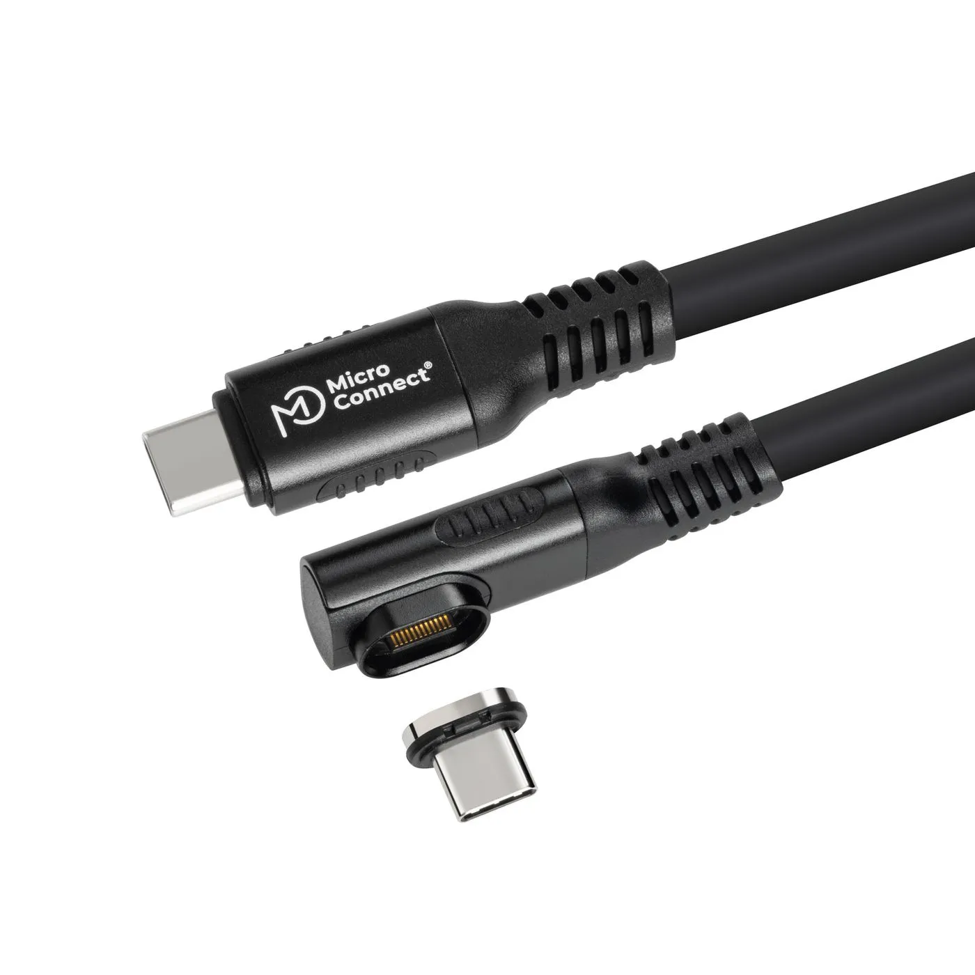 MicroConnect USB4 magneettinen kulma silikoni USB-C -kaapeli, 240 W, 0,15 m, musta