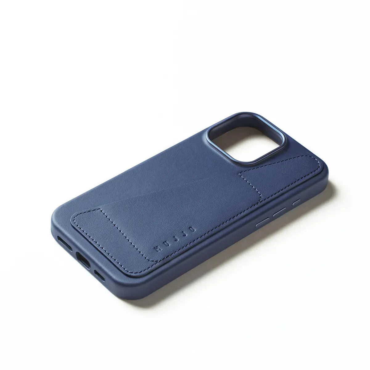 Mujjo Full Leather, iPhone 16 Pro Max -lompakkokotelo, Monaco Blue