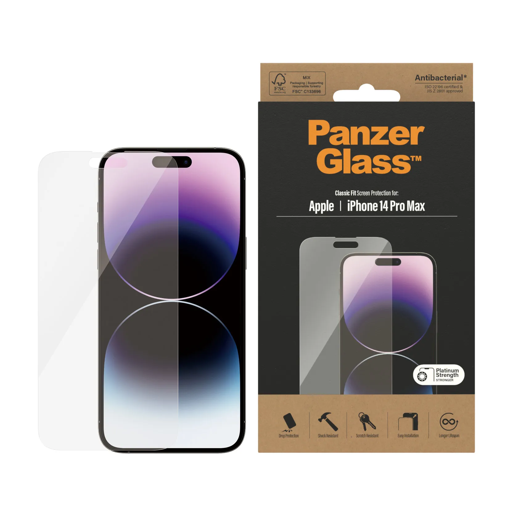 PanzerGlass Classic Fit, iPhone 14 Pro Max - Screen Glass