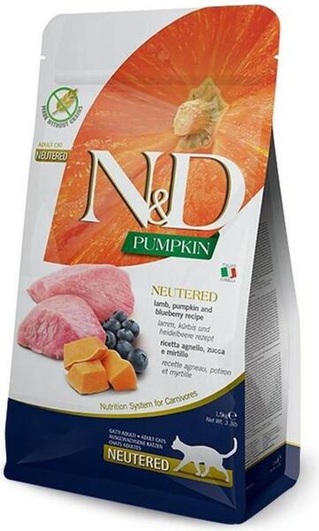 Farmina N&D Pumpkin Neutered Lamb, Pumpkin & Blueberry, Dry food for cats, Adult, 300g