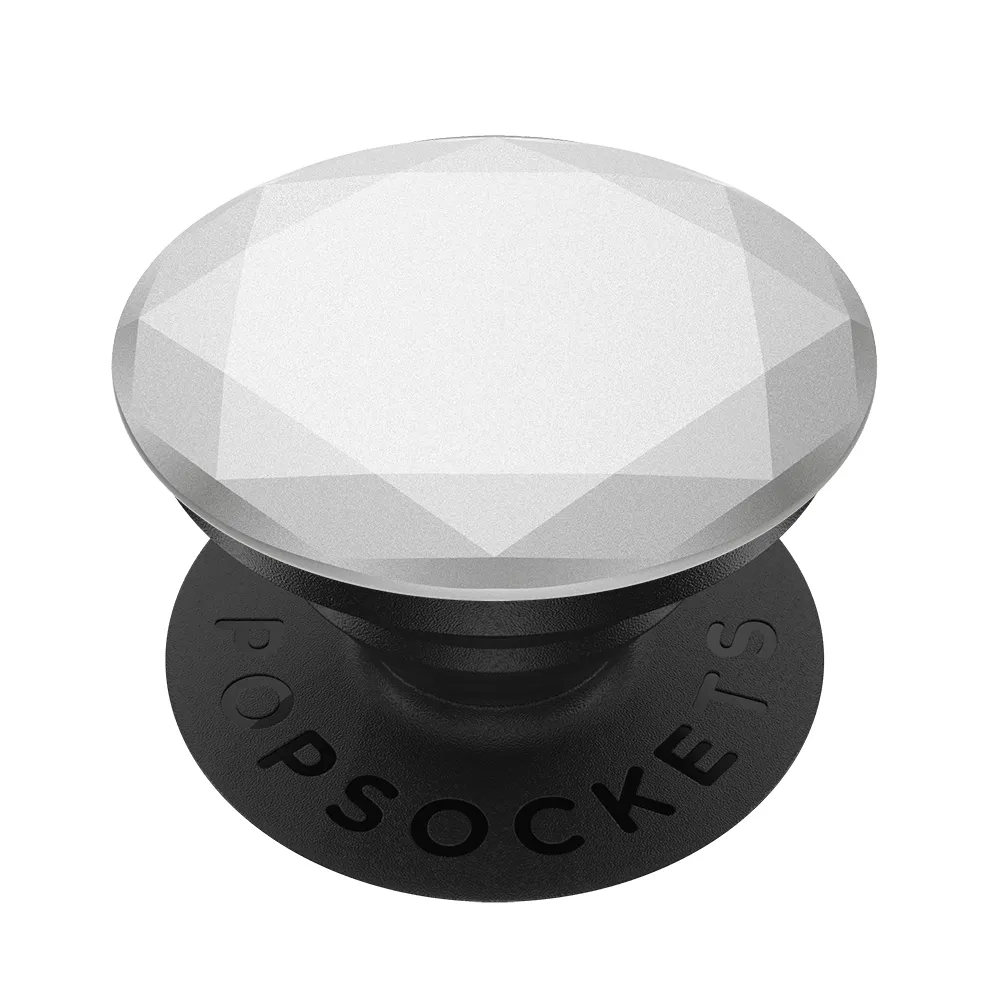 POPSOCKETS Metallic Diamond Silver Avtagbart Grip med St&auml;llfunktion Premium