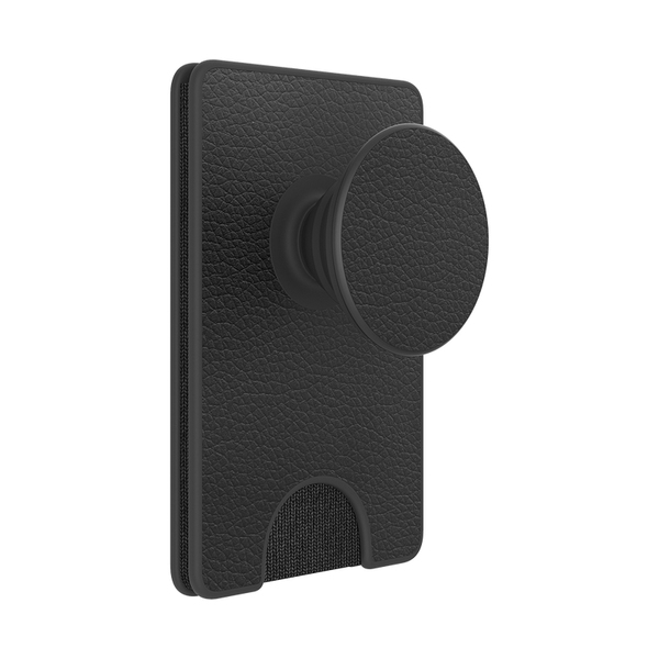 POPSOCKETS Wallet Pebbled Vegan Leather Black Avtagbar Mobil Pl&aring;nbok PopWallet+