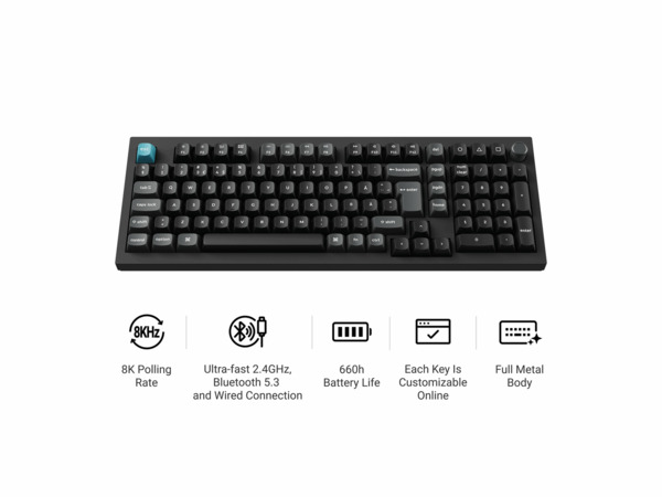 Keychron Q5 Ultra 8K -langaton mekaaninen pelin&auml;pp&auml;imist&ouml;, Silk POM Brown, musta