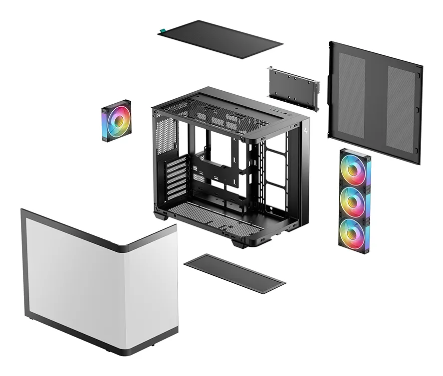 DeepCool CG530U 4F Midi-Tower Case with window and RGB lighting, Black