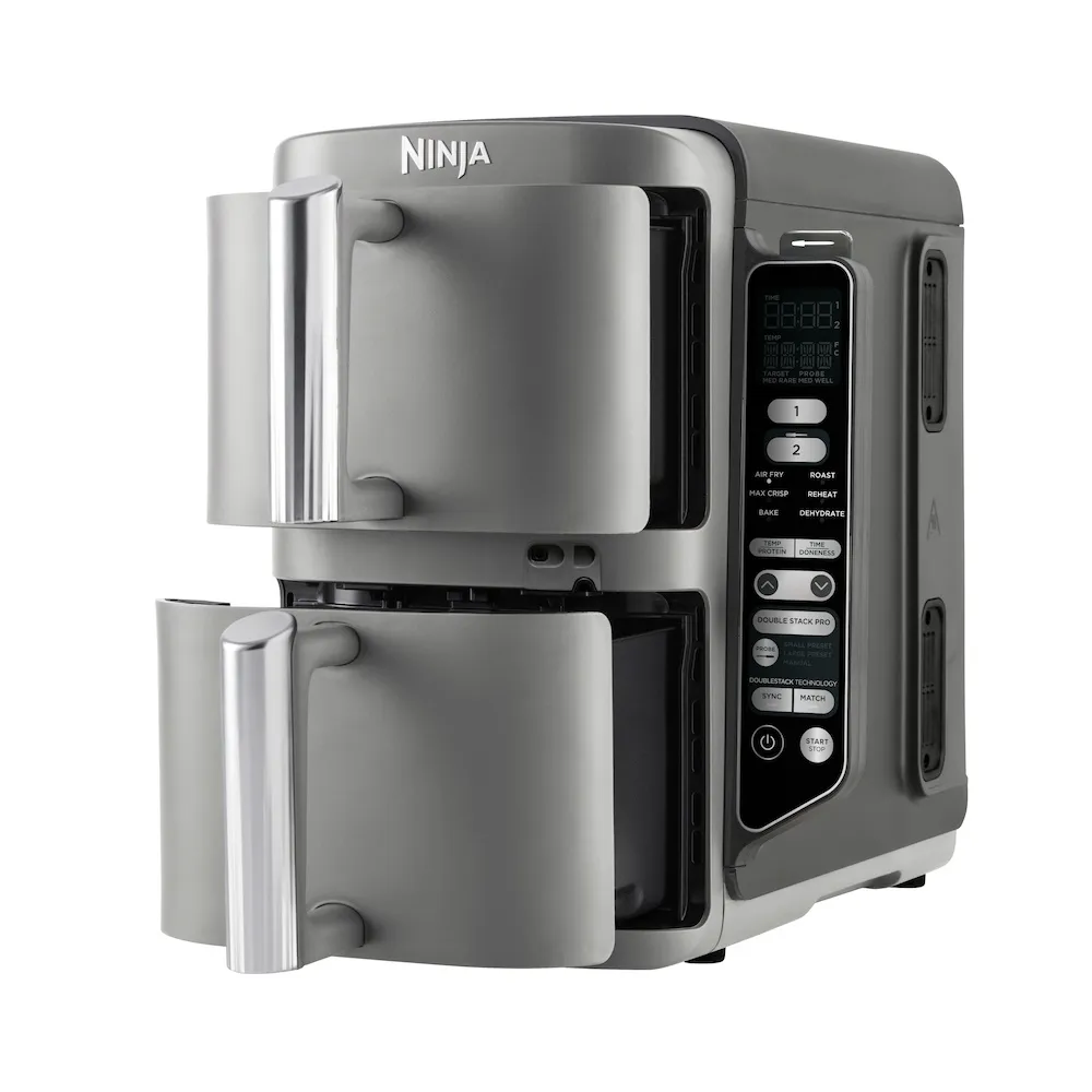 Ninja Double Stack XL Airfrye -kuumakiertoilmakypsennin, Harmaa, 9.5l