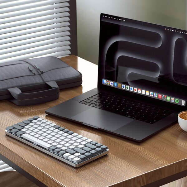 Satechi SM1 Slim Wireless Mechanical Ergonomic Keyboard, Low-Profile Brown, Light Grey
