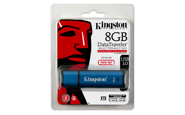 Kingston 8 Gt DataTraveler Vault Privacy 3.0 USB 3.0 -muistitikku, Musta/Sininen