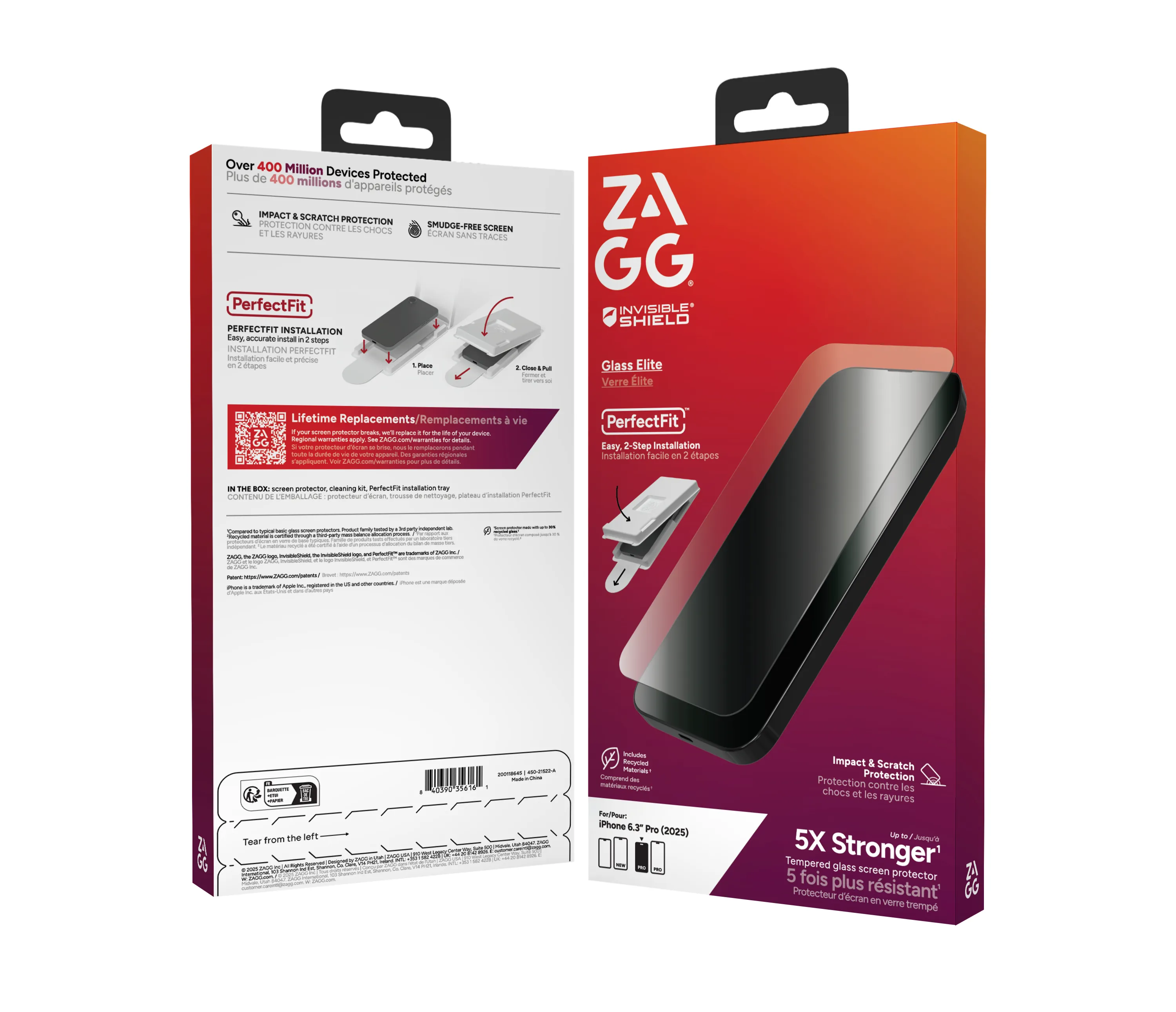 ZAGG InvisibleShield Glass Elite skärmskydd för iPhone 17 Pro med applikator