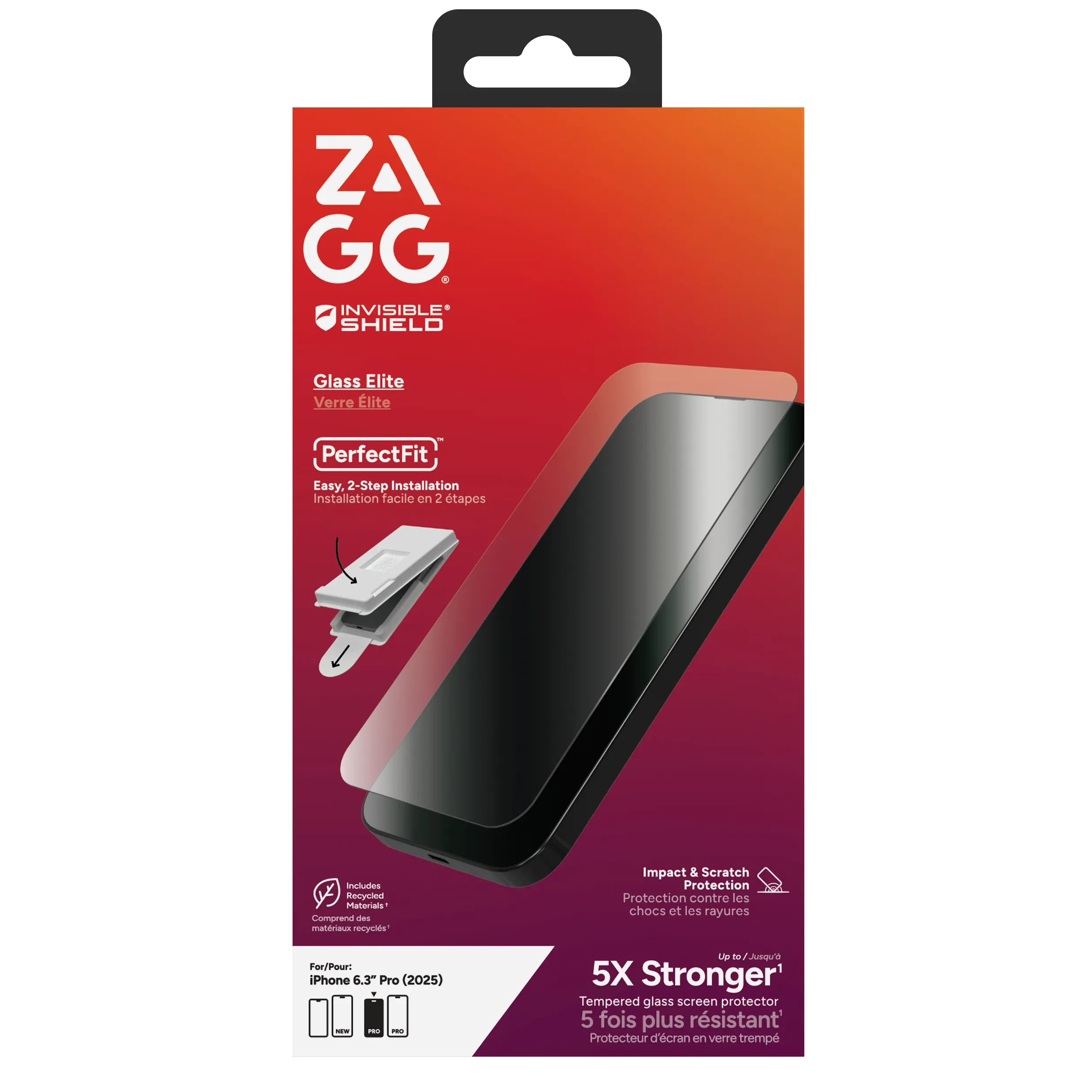 ZAGG InvisibleShield Glass Elite skärmskydd för iPhone 17 Pro med applikator