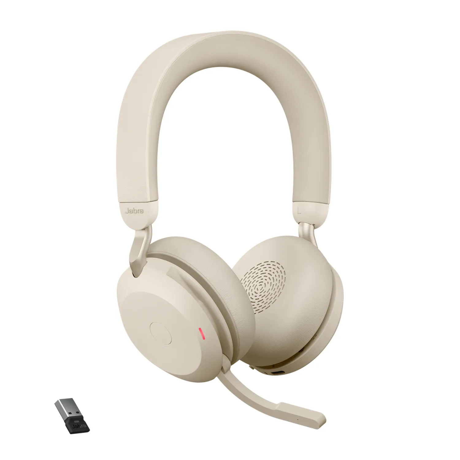 Jabra Evolve2 75 USB-A UC Wireless Stereo Headset with USB-A adapter, Beige