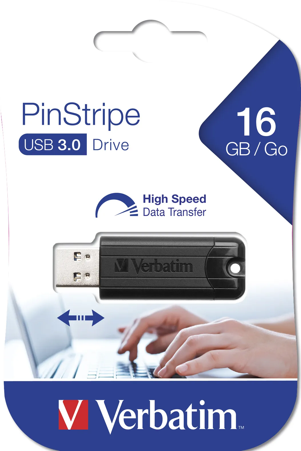 Verbatim 16GB PinStripe USB 3.0 - memory stick, Black