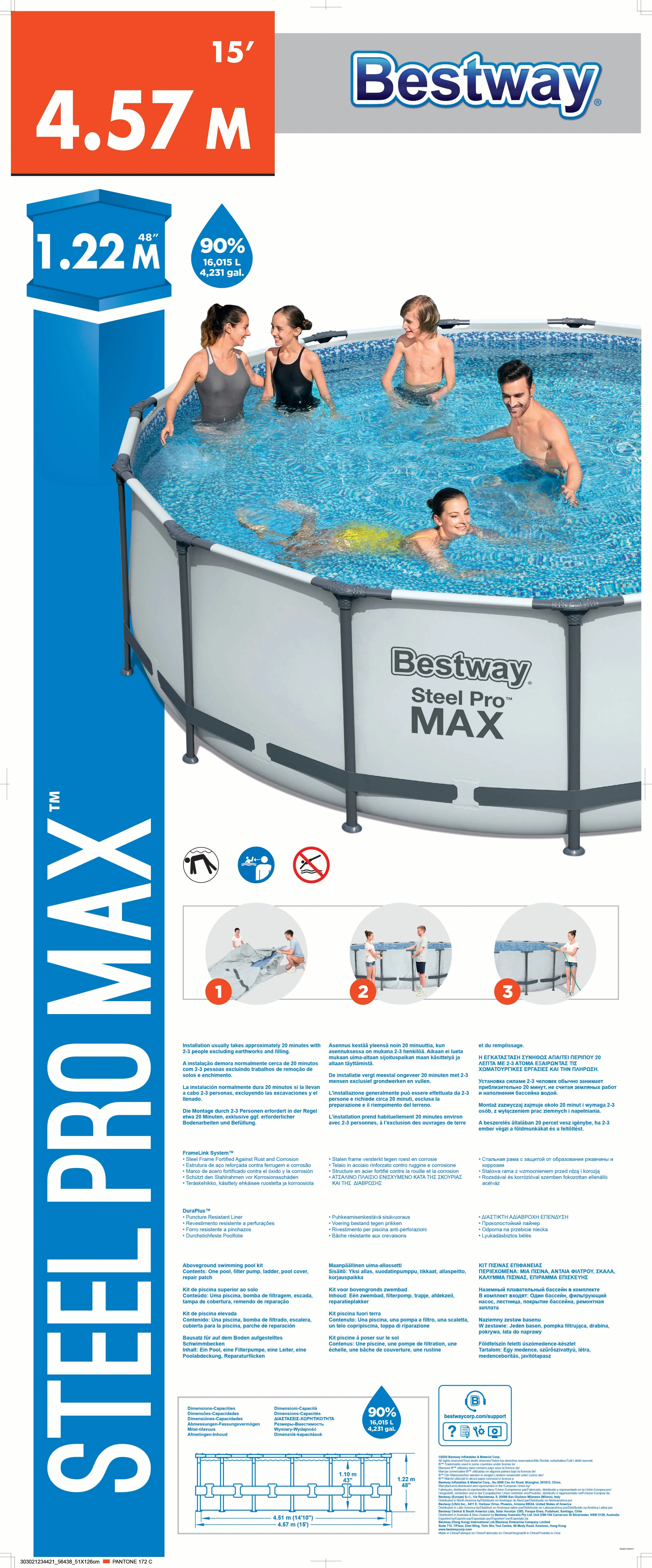 Bestway Steel Pro Max -allas, 4,57x1,22m