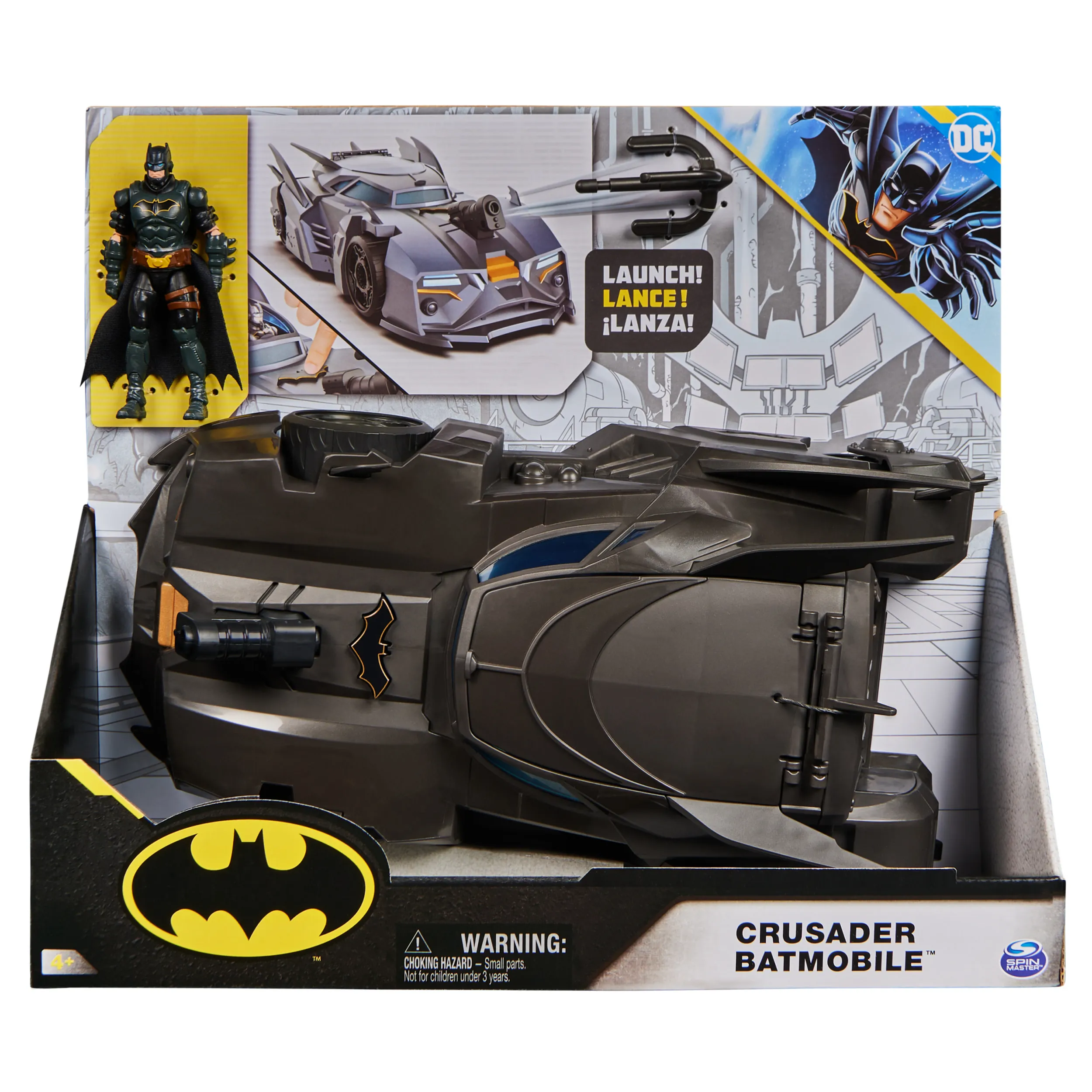 Spin Master DC Comics Batman - Offroad Batmobile with hook catapult, toy vehicle (black)