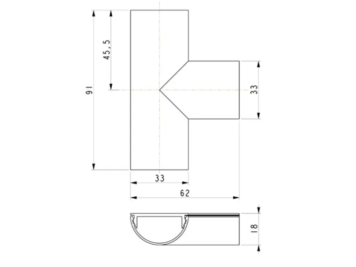 M Cable Cover T joint 33mm Black