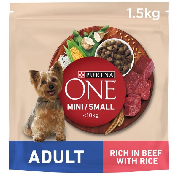 Purina ONE Small Dog Adult Beef and Rice, Dry food for dogs, 1.5kg