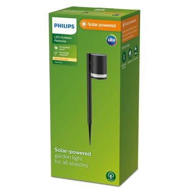Philips Fyce Solar Garden Post Light 1.5 W 200 lm Warm White 2700 K IP44 Black