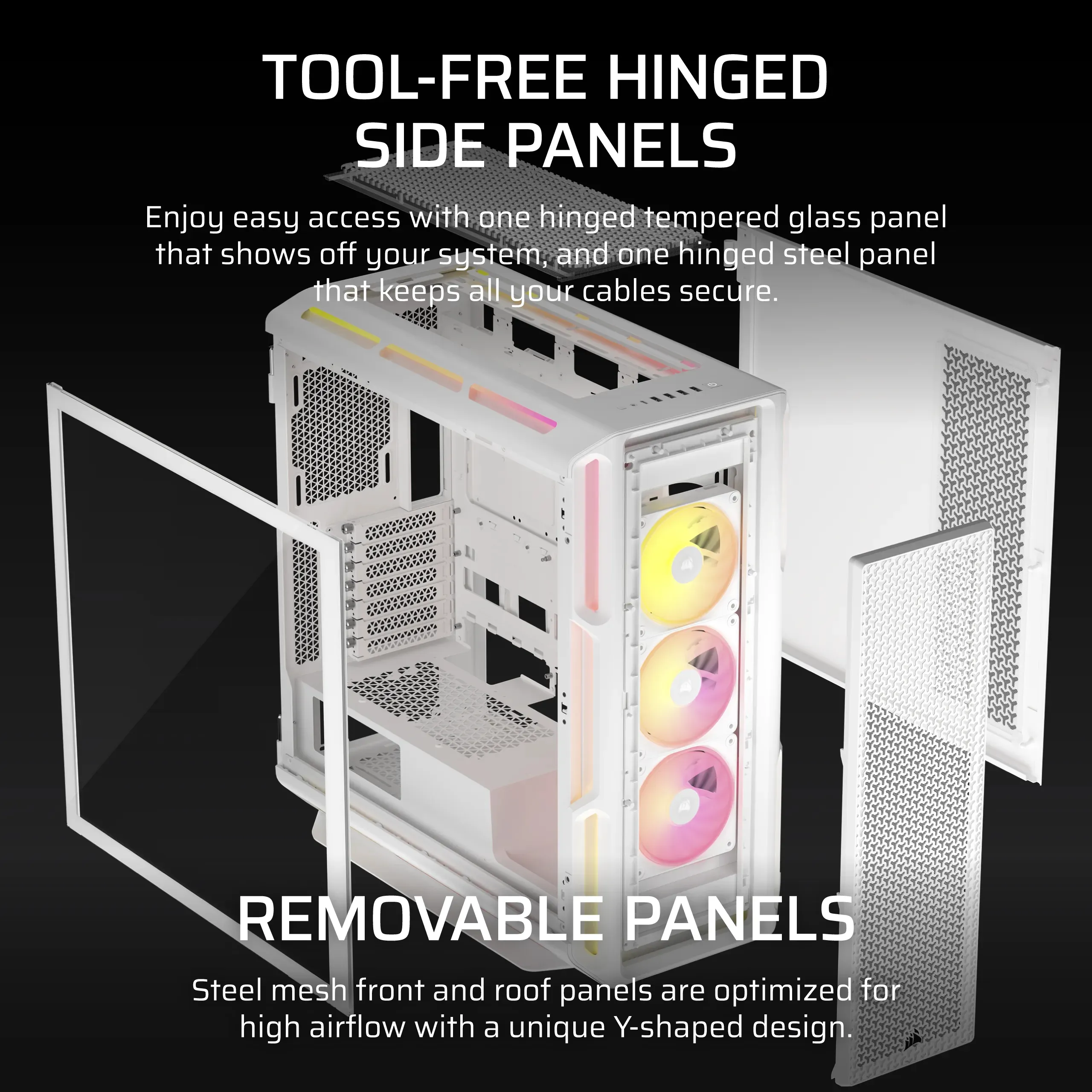 CORSAIR iCUE LINK 5000T LX Midi-Tower Case with window and RGB lighting, White