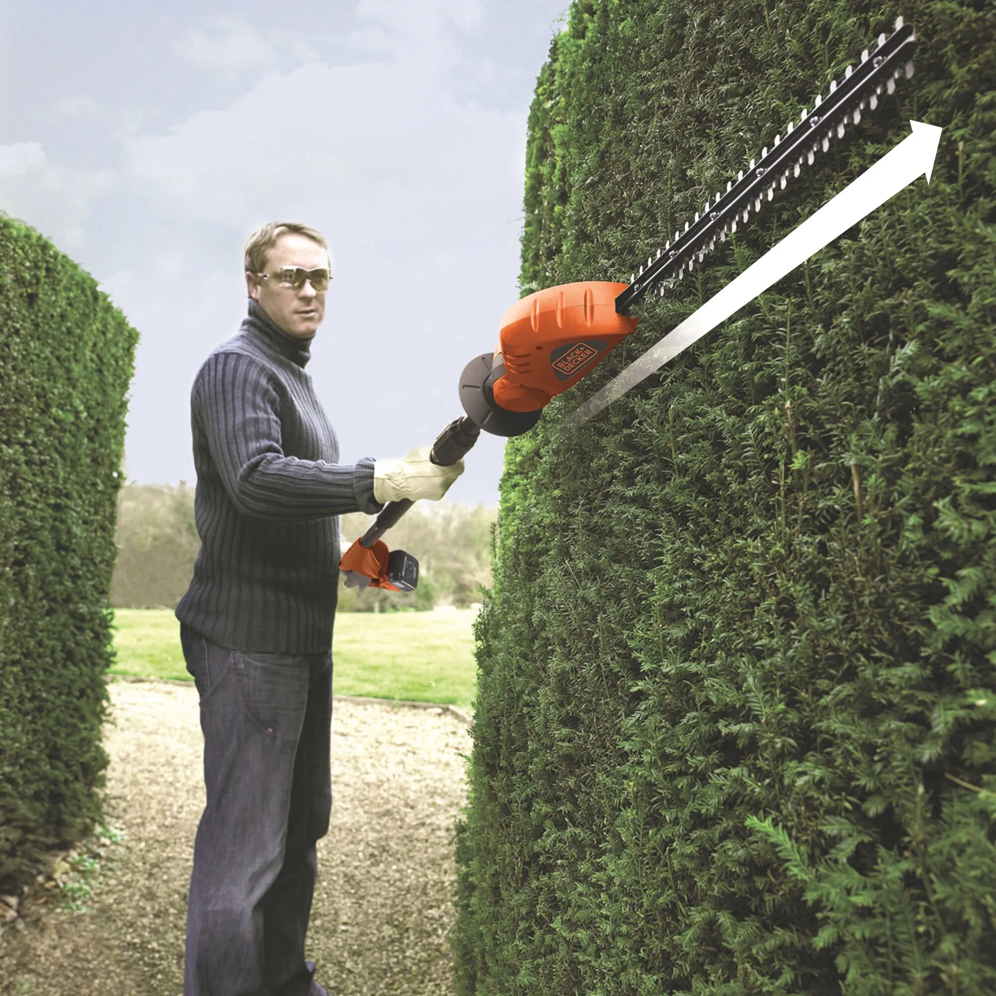 BLACK+DECKER GTC1843L20-QW 18 V Cordless Pole Hedge Trimmer, 430 mm