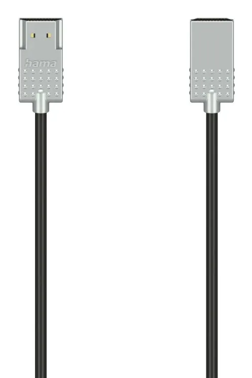 Hama Ultra-Slim High-Speed HDMI cable, 4K, HDR, Ethernet, ARC, 1 m, Black/Silver
