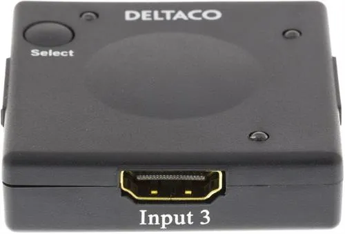 DELTACO HDMI-kytkin, automaattinen3 &gt; 1, 1080p, 3D, musta