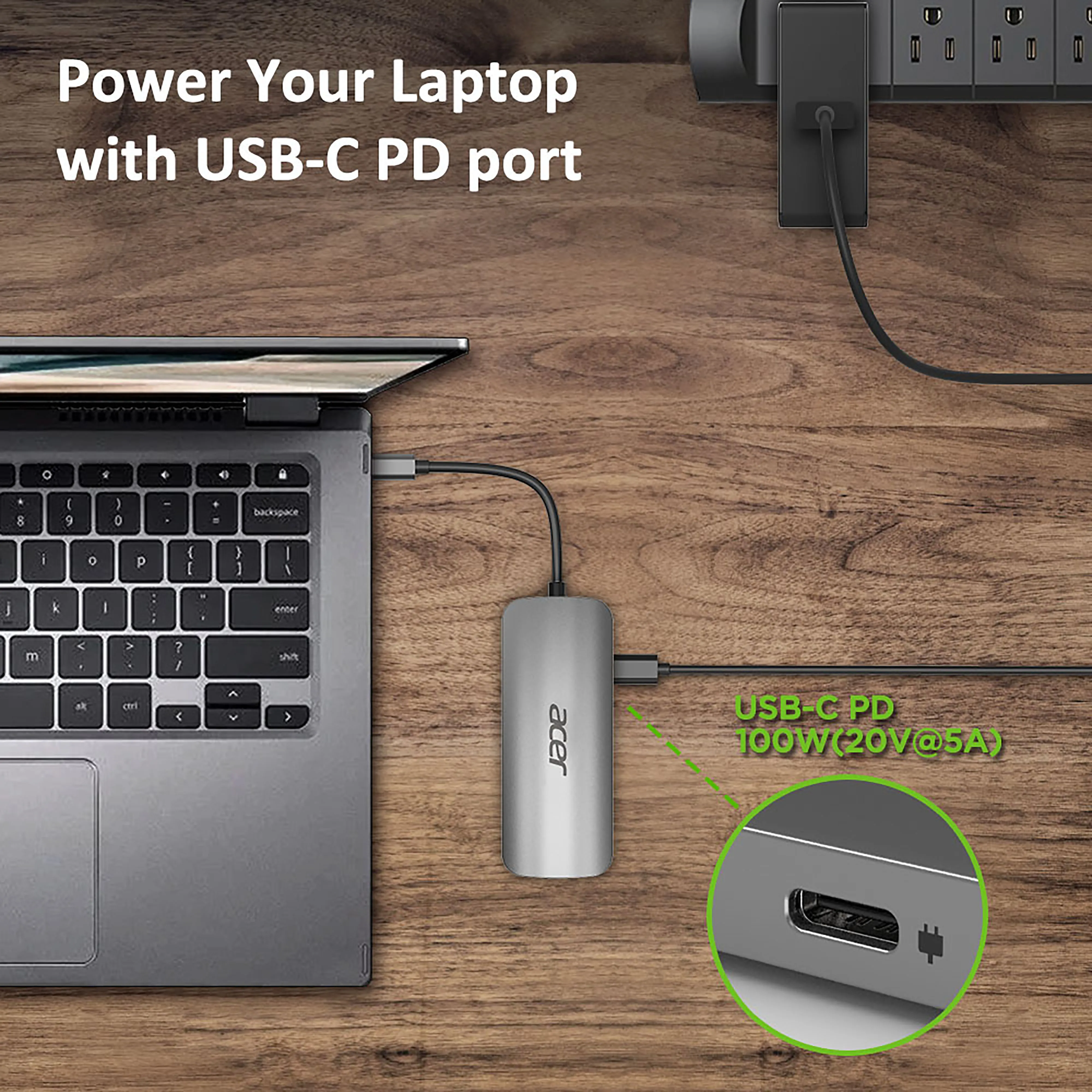 Acer 7-IN-1 TYPE-C DONGLE -&gt; 3xUSB3.0, HDMI, Type C PD, SD Card reader, TF Card reader