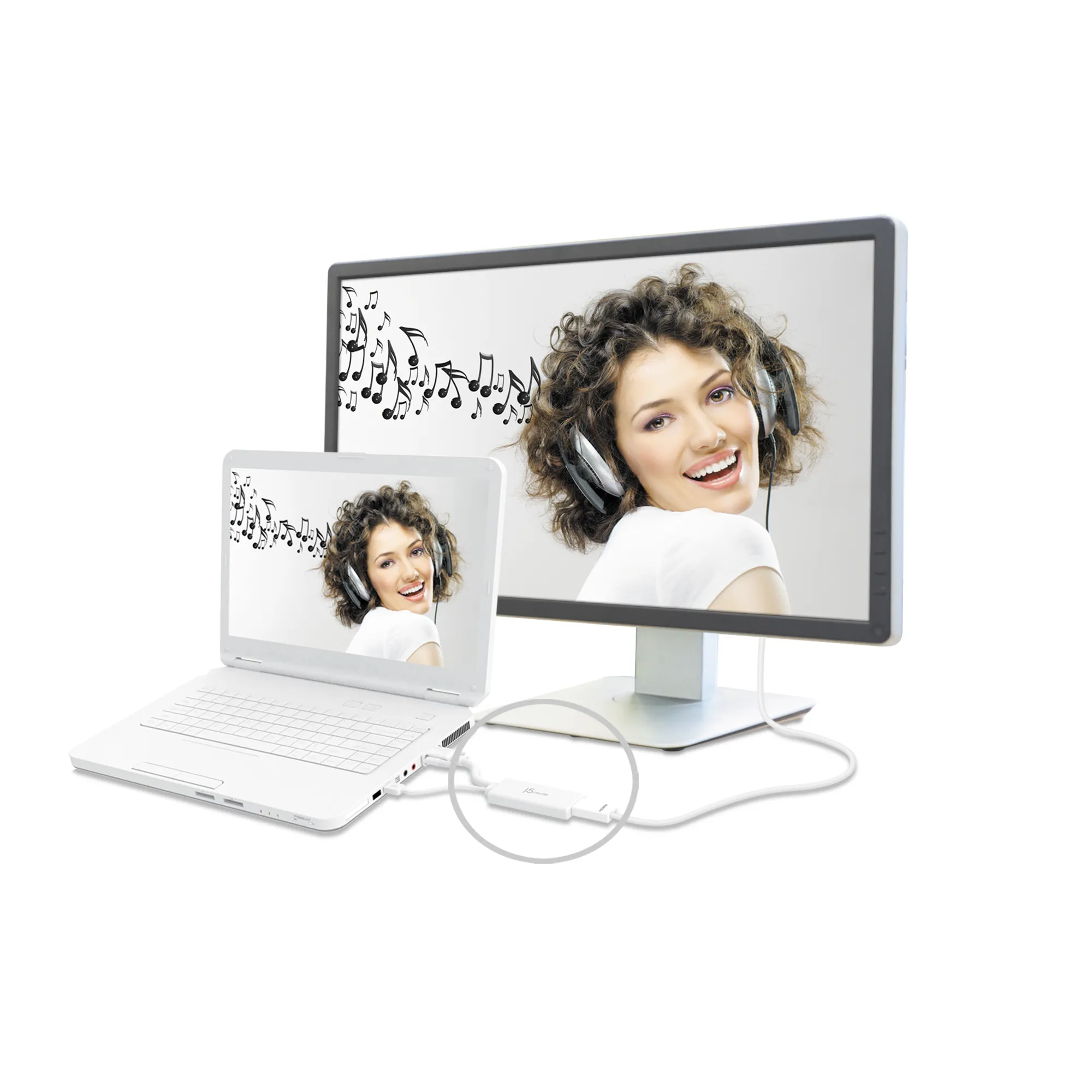 J5 Create  VGA, USB A – HDMI - adapter, White