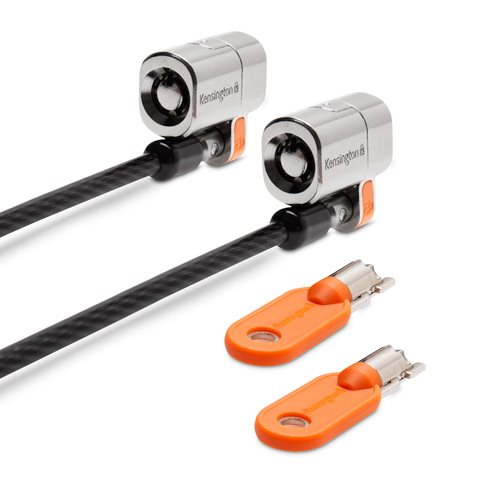 Kensington ClickSafe Round Keyed Twin Laptop Lock Master Keyed - Turvakaapelilukko - harmaa - 1.5 m