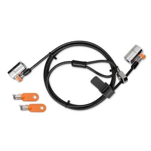Kensington ClickSafe Round Keyed Twin Laptop Lock Master Keyed - Turvakaapelilukko - harmaa - 1.5 m