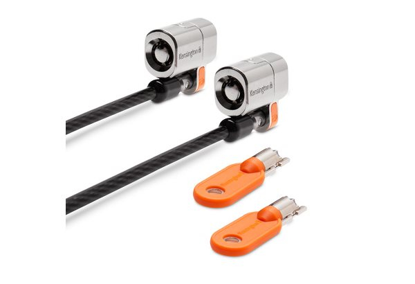 Kensington ClickSafe Round Keyed Twin Laptop Lock Master Keyed - Turvakaapelilukko - harmaa - 1.5 m