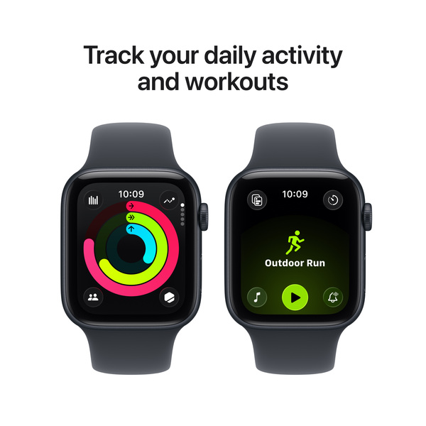 Apple Watch SE 3 (GPS + Cellular) 44 mm aluminiumboett i midnatt med sportband, S/M