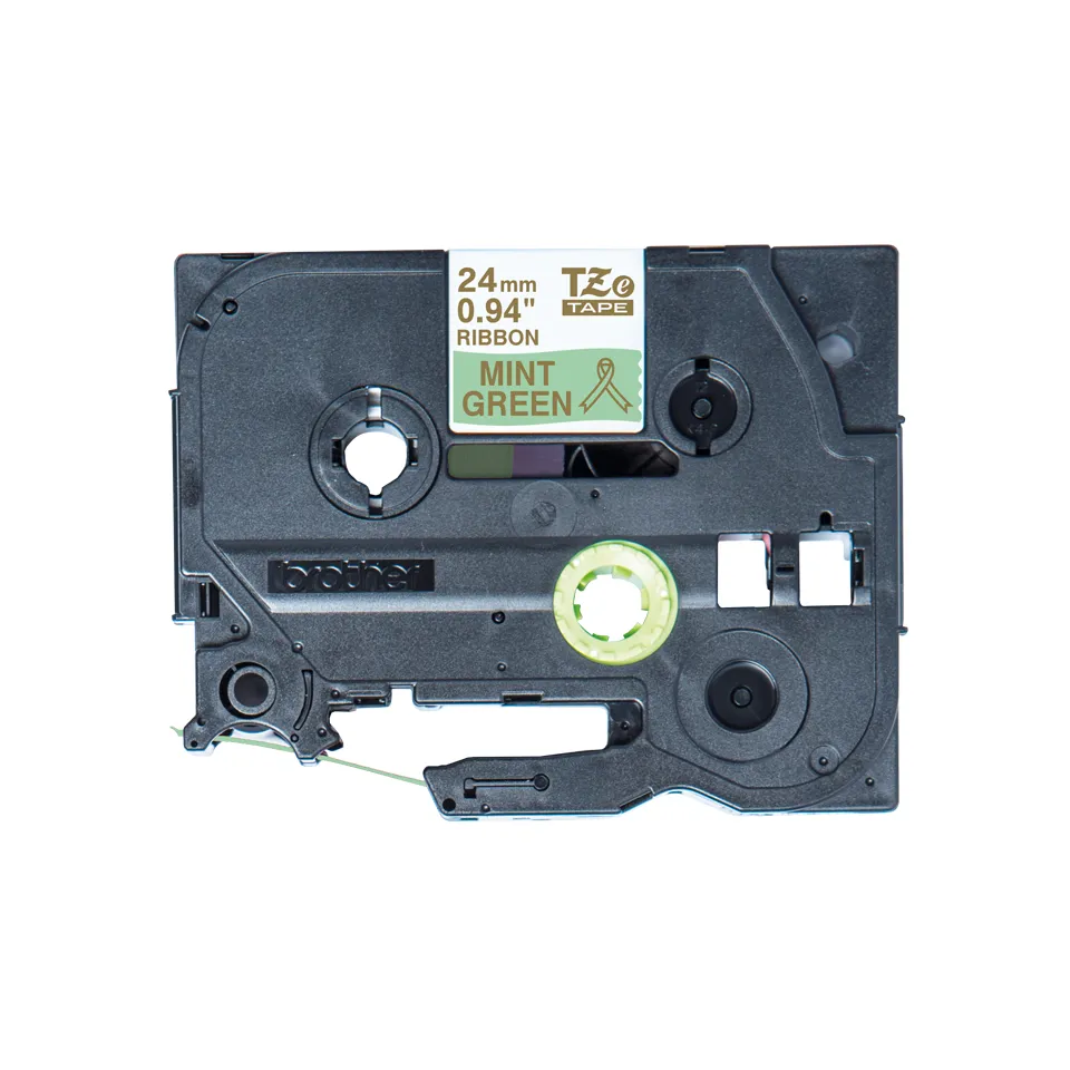 Brother TZeR satin tape 24mm x 4m gold on mint green