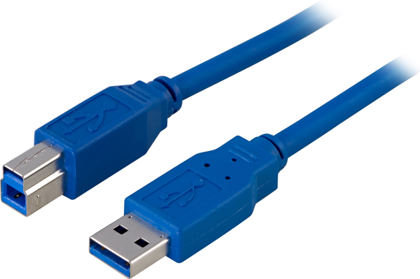 Deltaco USB-A &ndash; USB-B 3.0 -kaapeli, 1 m, Sininen
