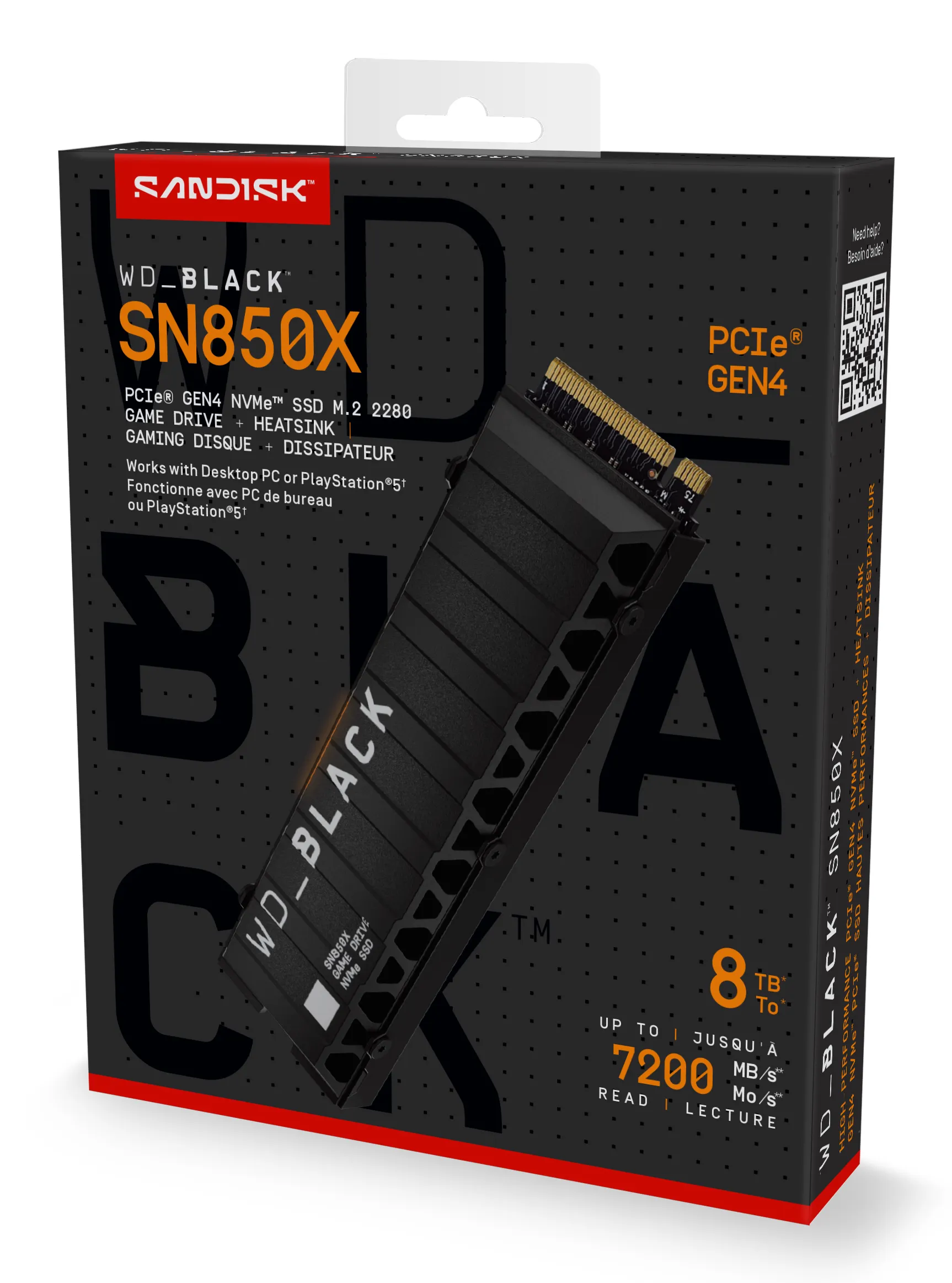 WD_BLACK SN850X Heatsink 8 Tt M.2 PCIe 4.0 NVMe -SSD-levy