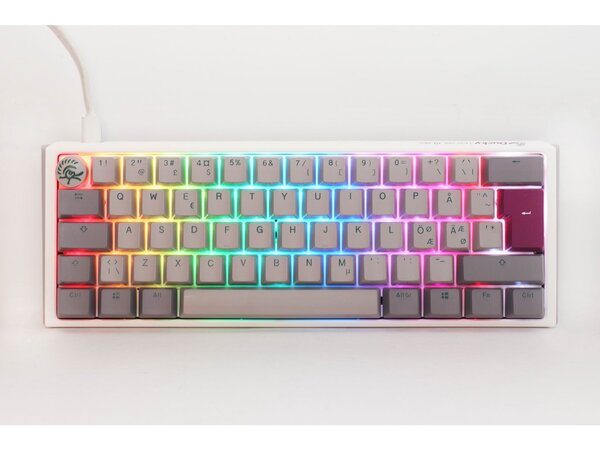 Ducky One 3 Mist Mini 60% Mechanical Gaming Keyboard, Cherry MX Brown, Mist/White