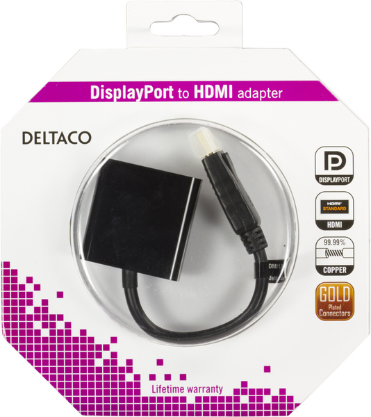 DELTACO HDMI-kabel, 19-pin ur-micro 19-pin ur, musta, 0.1m