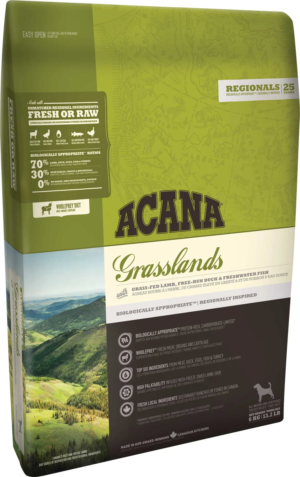 ACANA Highest Protein Grasslands, Dry food for dogs, Adult, 11.4kg
