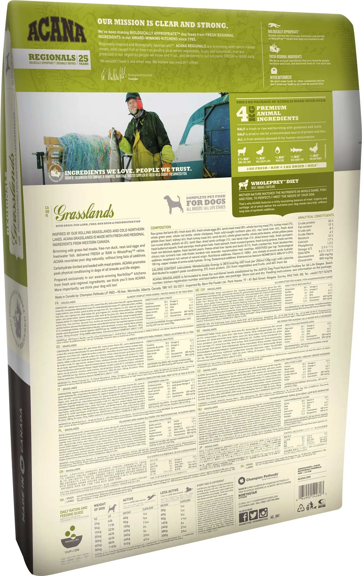 ACANA Highest Protein Grasslands, Dry food for dogs, Adult, 11.4kg