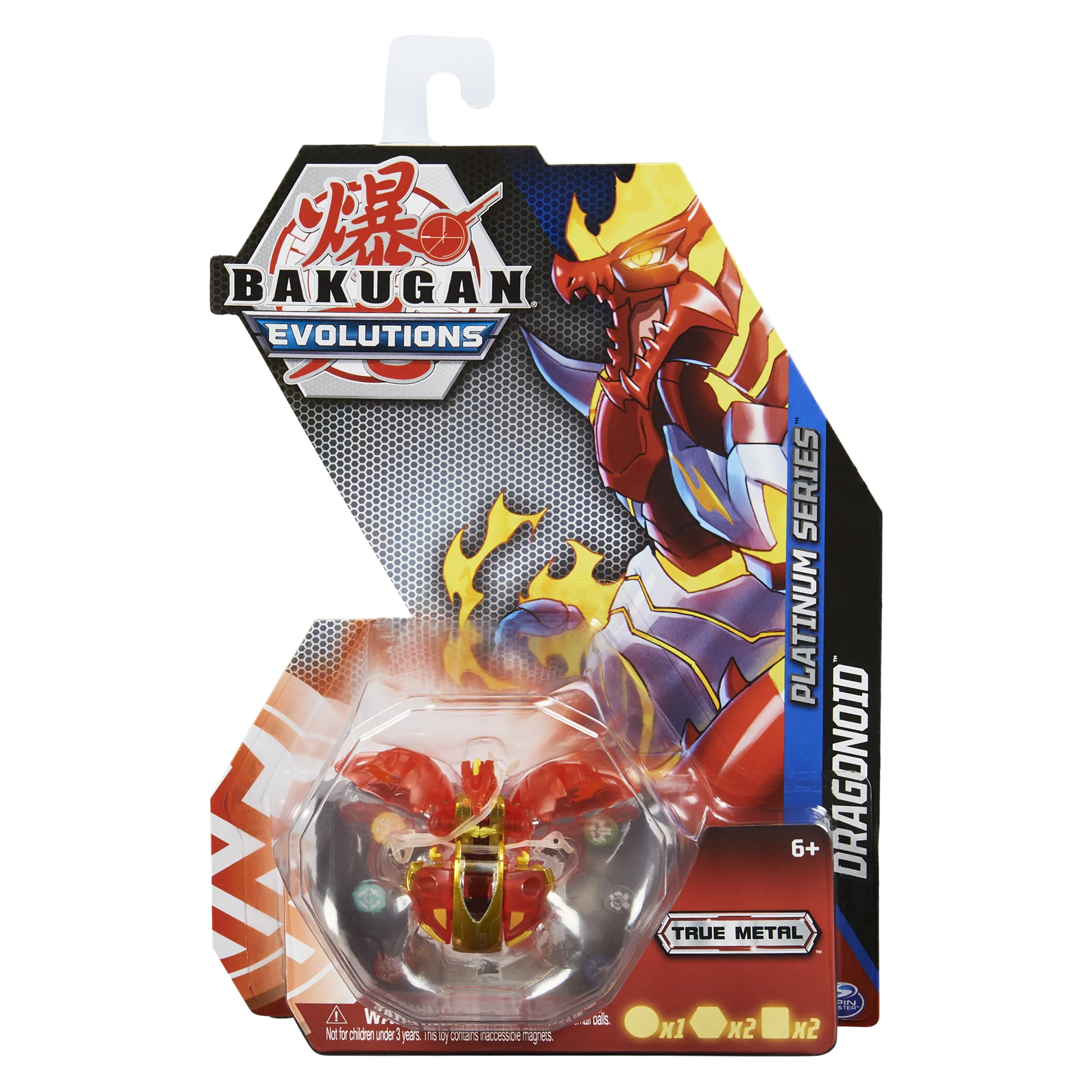 Spin Master Bakugan Evolutions Platinum Series DRAGONOID 1er Pack, Game Figure (2 BakuCores and Character Card, Bakugan with Metal Core)