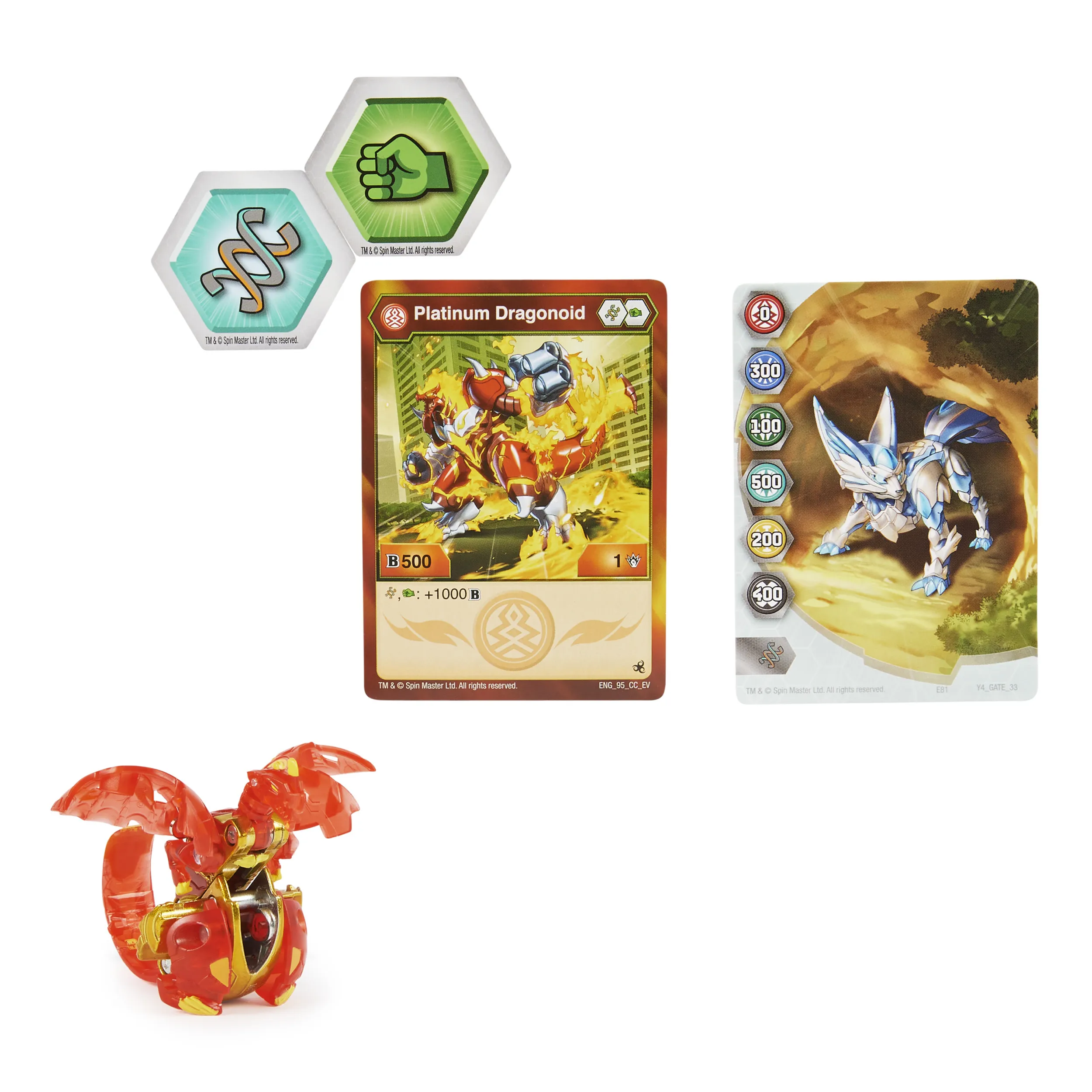 Spin Master Bakugan Evolutions Platinum Series DRAGONOID 1er Pack, Game Figure (2 BakuCores and Character Card, Bakugan with Metal Core)