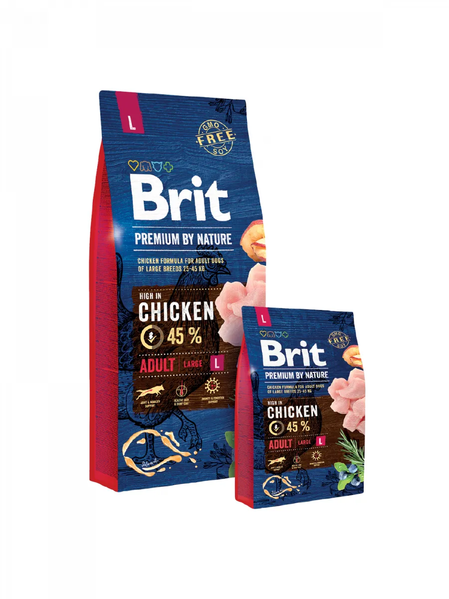 Brit Premium by Nature Adult Large Chicken, Dry food for dogs, 15kg