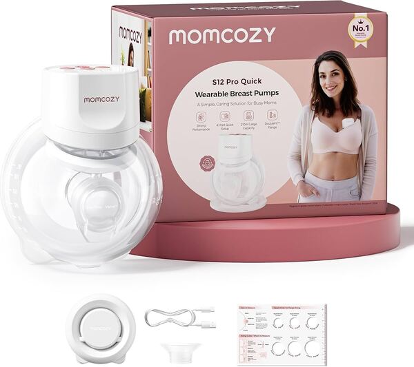 MOMCOZY br&ouml;stpumpens mj&ouml;lkbeh&aring;llarset f&ouml;r S9 Pro och S12 Pro, 24 mm fl&auml;ns, transparent, 150 ml