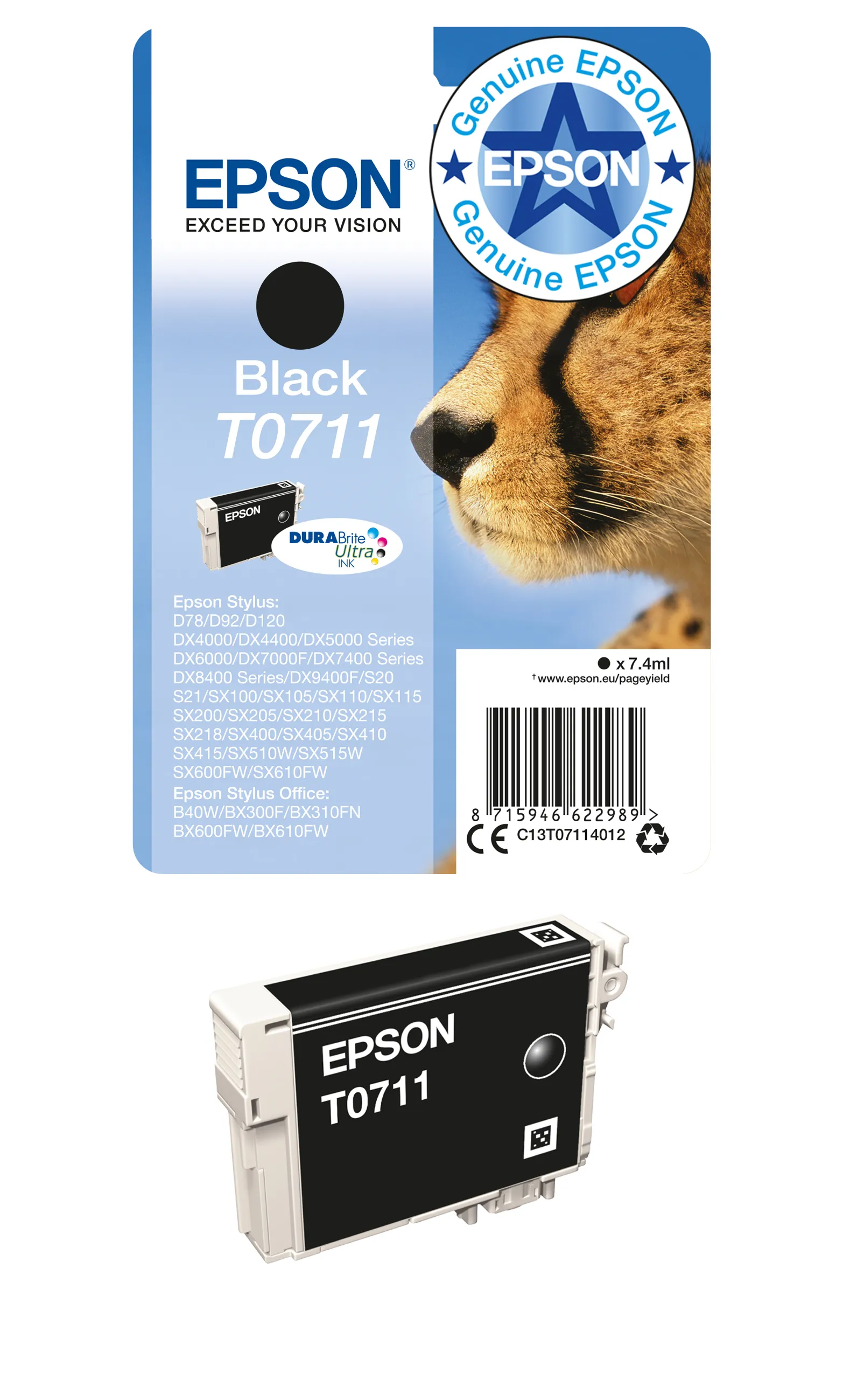 EPSON CHEETAH T071 BLACK SINGLE