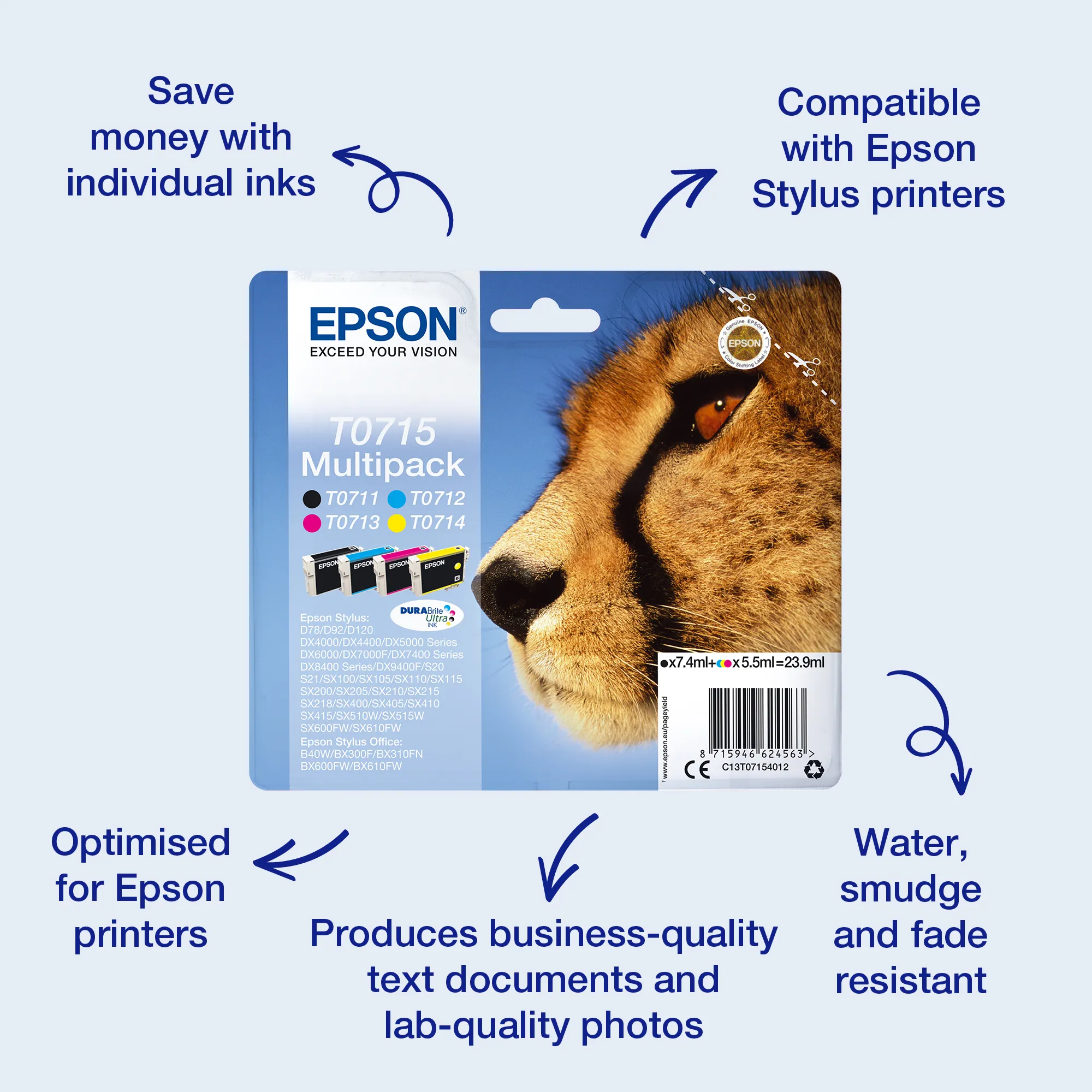 Epson T0714 ink cartridge, 5.5 ml, Yellow