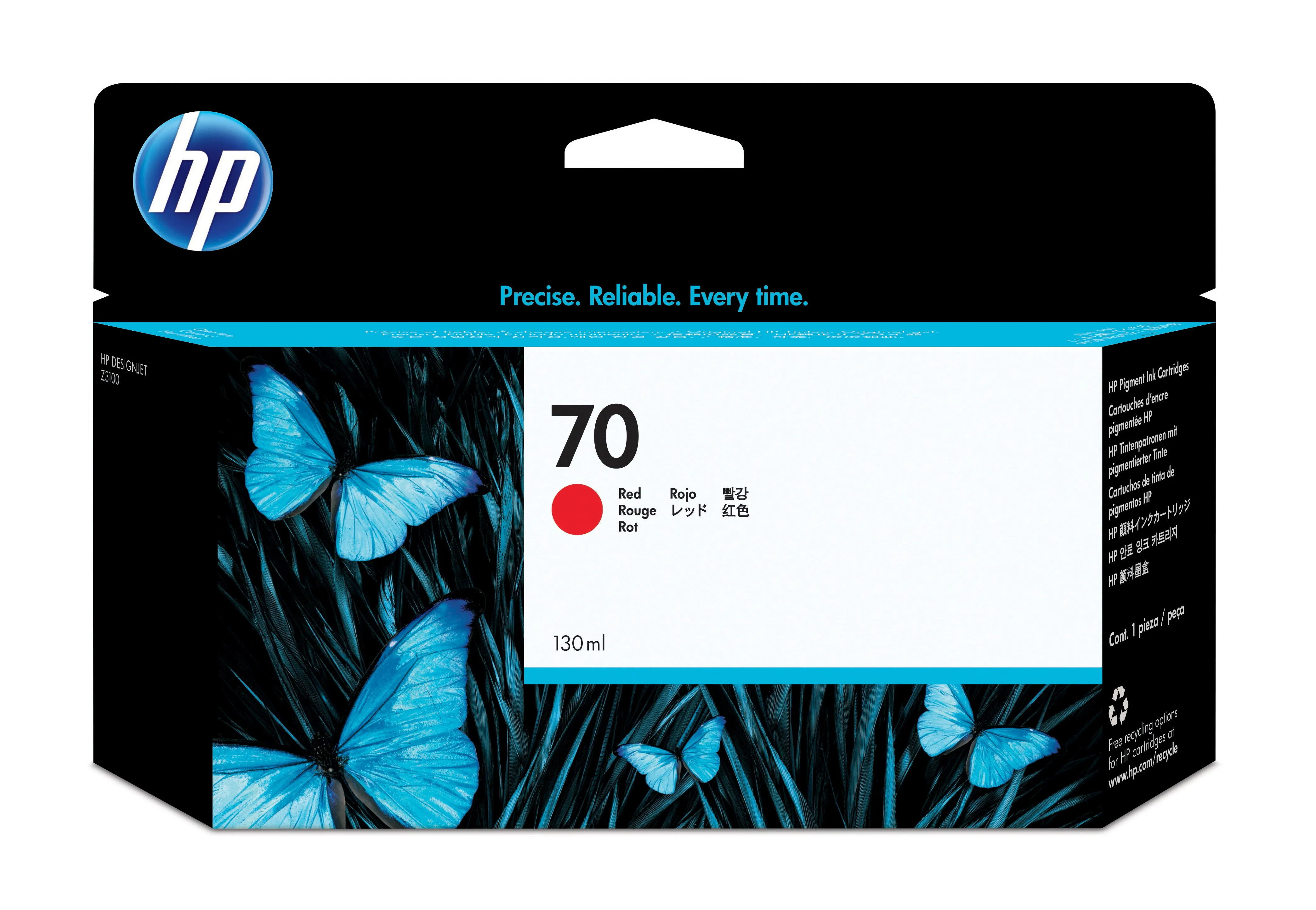 HP 70 -mustekasetti, 130 ml, punainen
