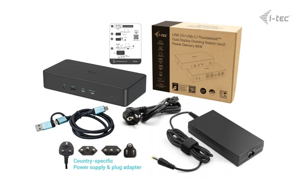 I-Tec 2xDP 2xHDMI 2xUSB-C 5xUSB-A GLAN 100W PD - docking station