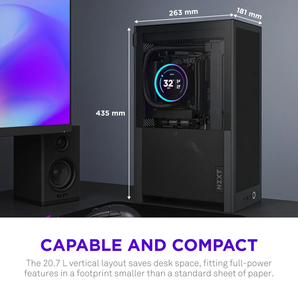 NZXT H2 Flow (2026) -mini-ITX-kotelo ikkunalla, musta
