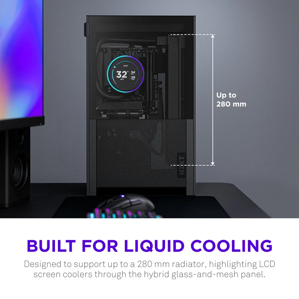 NZXT H2 Flow (2026) -mini-ITX-kotelo ikkunalla, musta