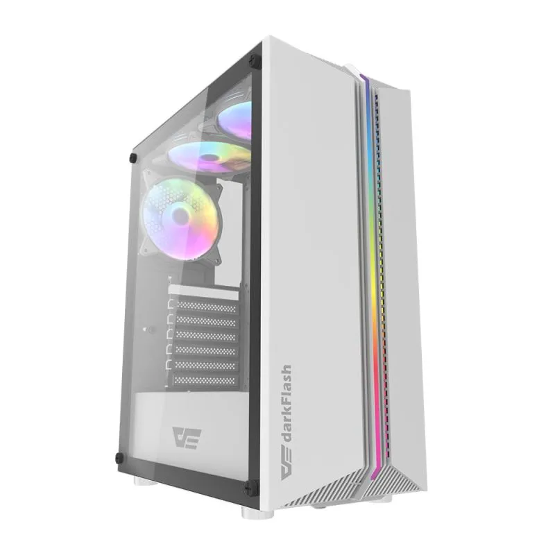 DARKFLASH DK151 Midi-Tower Case with window and RGB lighting, White