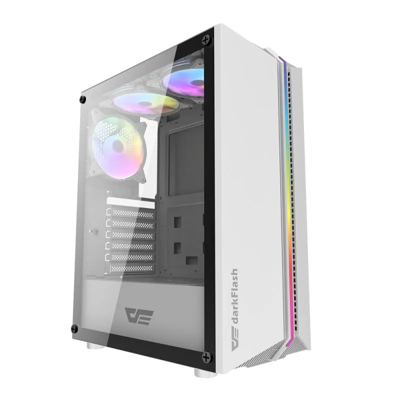 DARKFLASH DK151 Midi-Tower Case with window and RGB lighting, White